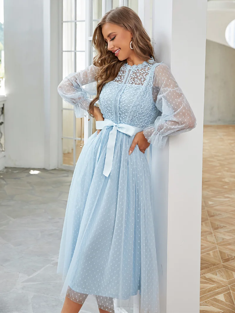 Simplee Lapel Long Sleeve Shirt Maxi Dress, Waist Cinched Flared Skirt, Daily Casual Long Dress