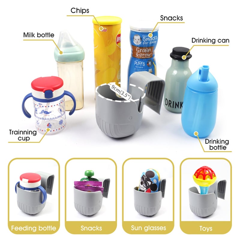 WedFeir Child Cup Holder for Convertible Car Seats, Car Seat Cup Holder, Baby Stroller Cup Holer Wheelchair Cup Holder, Child Cup Holders Compatible with The Majority of Car Seat Models â€“ Grey - Image 3