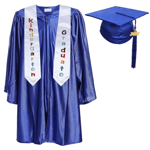 Newrara Kindergarten Graduation Cap and Gown Stole Package for Kids (Royal Blue, 24) - Image 1
