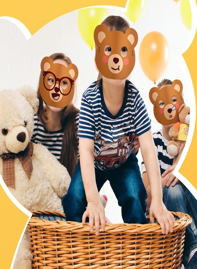 Minatee 24 Pieces Bear Party Masks Kids Bear Masks Birthday Party Paper Decorations Animal Photo Booth Props Supplies for Kids Boys Girls - Image 5