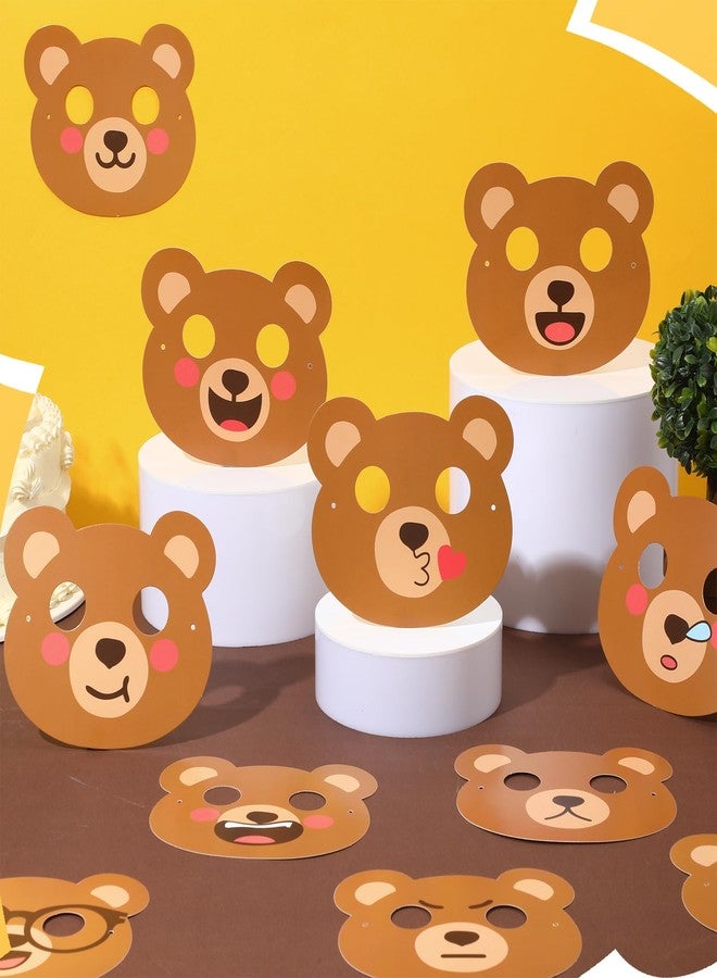 Minatee 24 Pieces Bear Party Masks Kids Bear Masks Birthday Party Paper Decorations Animal Photo Booth Props Supplies for Kids Boys Girls - Image 4