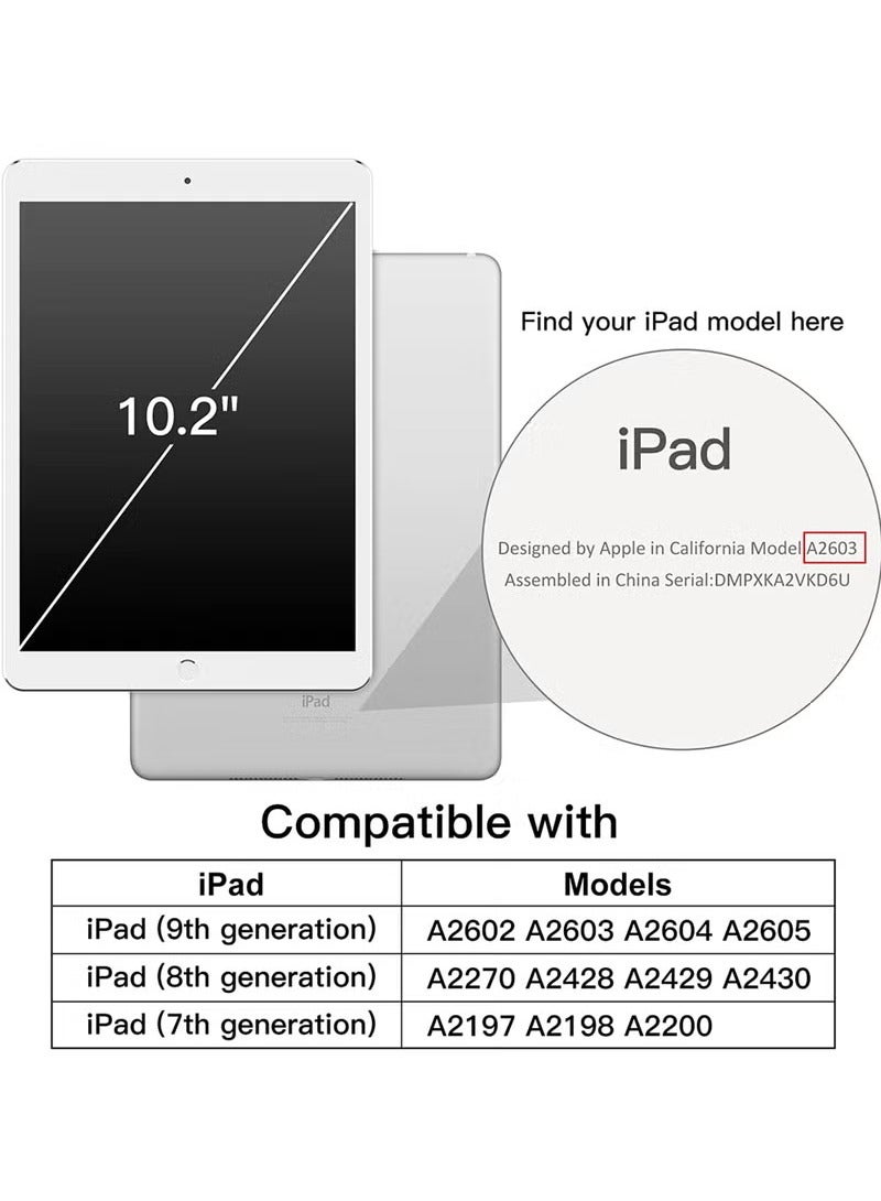 Rock Pow Case for iPad 10.2 inch (9th/8th/7th Generation, 2021/2020/2019) with Pencil Holder,Clear Transparent Back Shell Y-Shaped Trifold Stand Cover Case for 10.2 Inch iPad 9/8/7 Auto Wake/Sleep  - Image 2