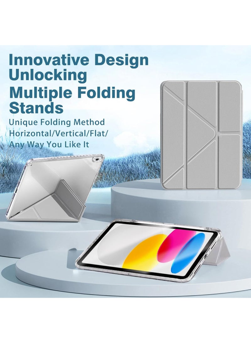 Rock Pow Case for iPad 10.2 inch (9th/8th/7th Generation, 2021/2020/2019) with Pencil Holder,Clear Transparent Back Shell Y-Shaped Trifold Stand Cover Case for 10.2 Inch iPad 9/8/7 Auto Wake/Sleep  - Image 3