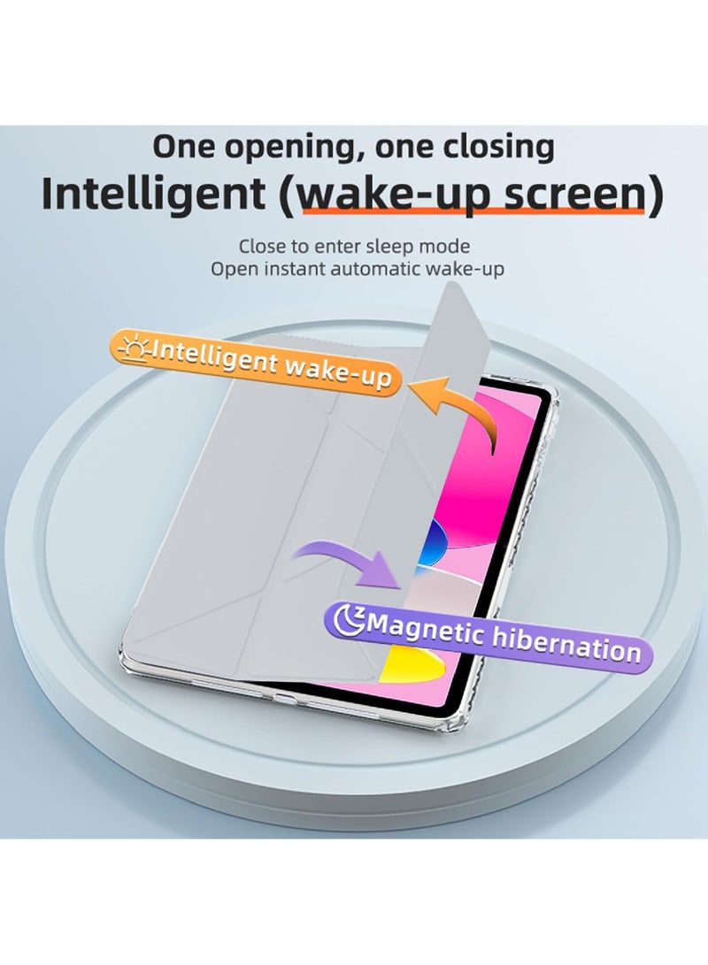 Rock Pow Case for iPad 10.2 inch (9th/8th/7th Generation, 2021/2020/2019) with Pencil Holder,Clear Transparent Back Shell Y-Shaped Trifold Stand Cover Case for 10.2 Inch iPad 9/8/7 Auto Wake/Sleep  - Image 4