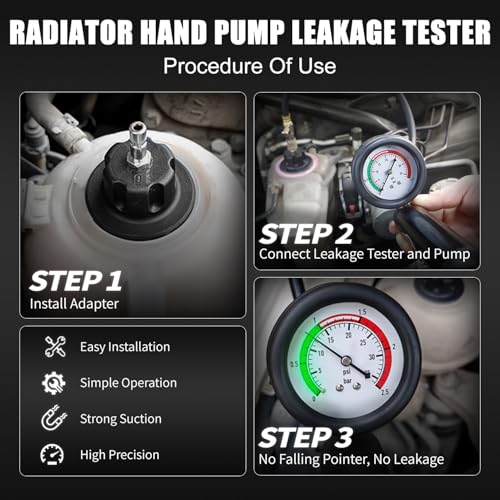 JIFETOR Radiator Coolant Pressure Tester Vacuum Refill Tool Kit, 28PCS Automotive Cooling System Leak Test and Pneumatic Purge Fill Set with Testing Adapter Caps Universal for Airlift Car Auto Truck - Image 4