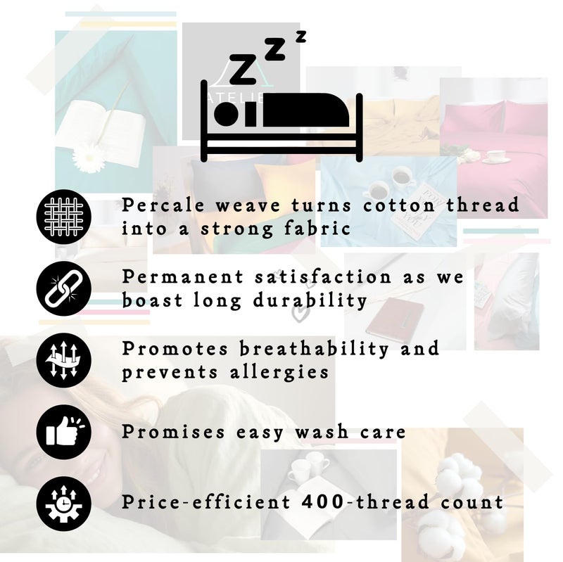 Atelier Pillow Pair 100% Cotton Hotel Luxury 400 Thread Count Percale Weave Snug Fit Soft Feel Easy Wash Care | Dark Grey |King | 20 x 40 inches - Image 3