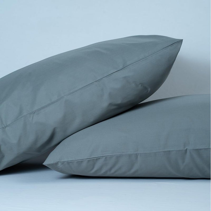Atelier Pillow Pair 100% Cotton Hotel Luxury 400 Thread Count Percale Weave Snug Fit Soft Feel Easy Wash Care | Dark Grey |King | 20 x 40 inches - Image 1