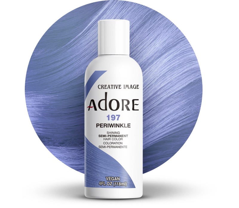 Adore Semi Permanent Hair Color (197 Periwinkle) | Vegan & Cruelty-Free Blue Hair Dye | No Ammonia, No Peroxide, No Alcohol | 4 Fl Oz - Image 1