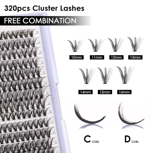 Magnetic SL Lash Clusters 320pcs Individual Lashes 30D&40D DIY Lash Extensions D-Curl Lash Clusters False Eyelashes Natural Look 10-16mm Mix Cluster Eyelash Extensions EASY TO USE (30D+40D-0.07D) - Image 3