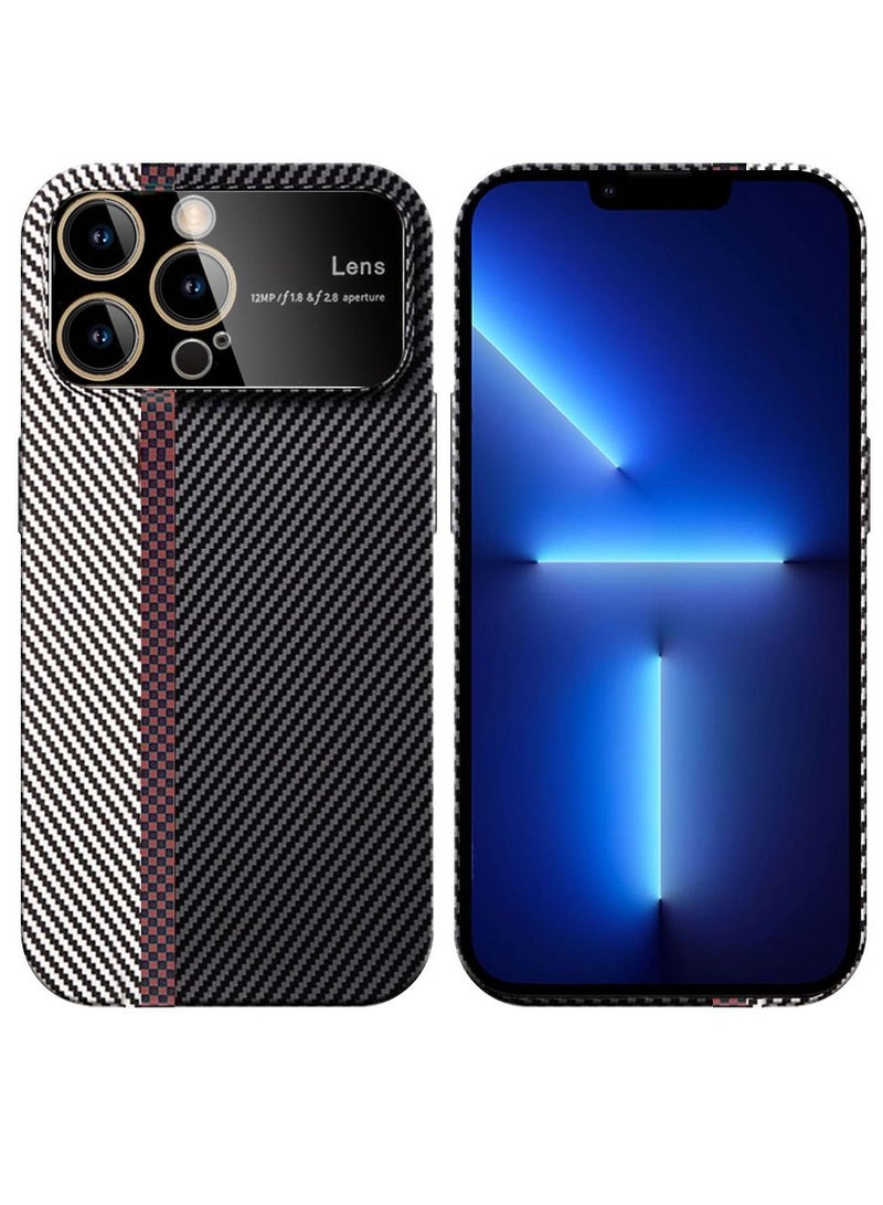 CATANES iPhone 13 Pro Max Carbon Case Large Window Camera Protection Unique Design Mixed Amazing Color Aramid Carbon Fiber Phone Case White - Image 2