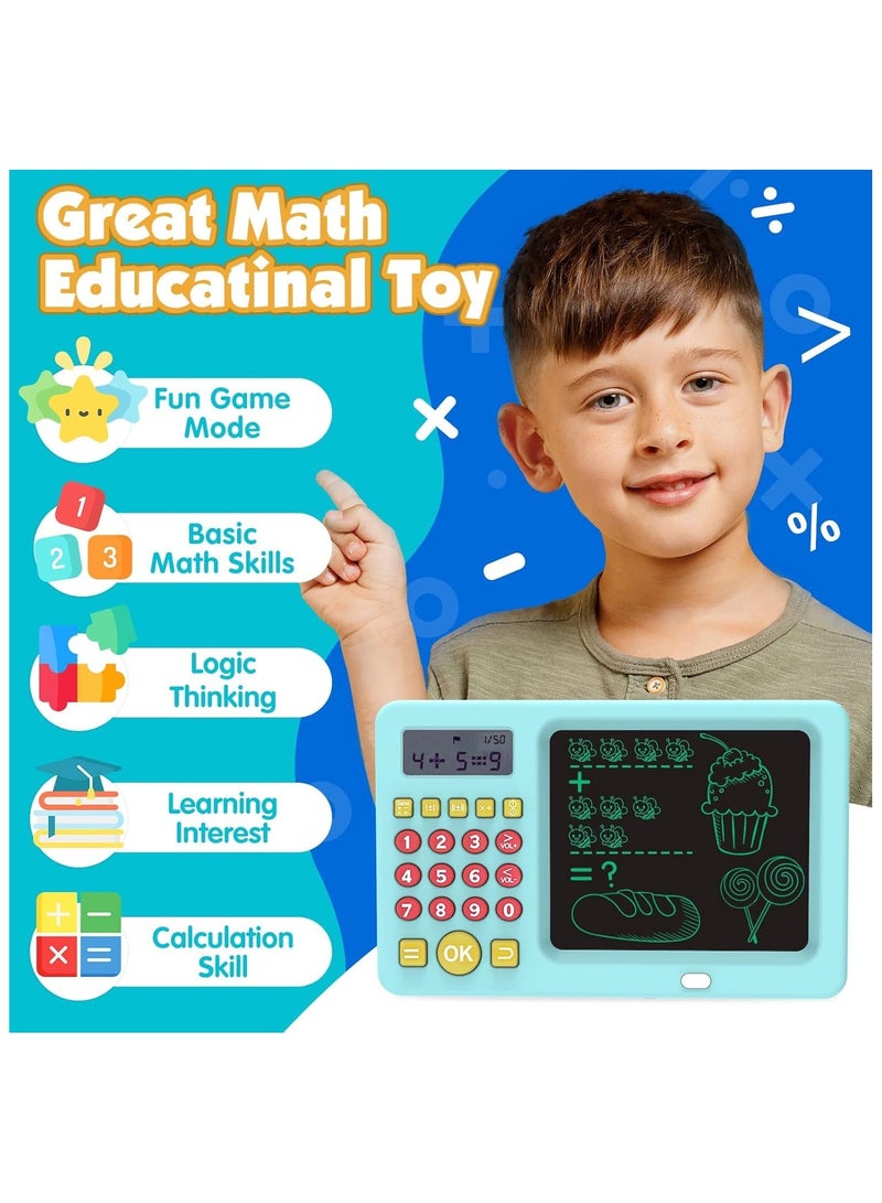 LCD Writing Tablet Toy for Kids Math Games for Kids 6-8, Electronic Math Games Toys for Learning Math, Birthday Gifts for Boys Girls (Blue) - Image 2