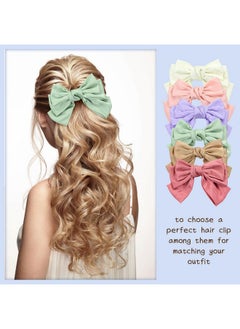 Cinaci Cinaci 12 Pack Triple Silk Ribbon Big Large Oversized Bow French Barrettes Snap Hair Clips Ponytail Holders Accessories for Women Girls Teens  - Image 3