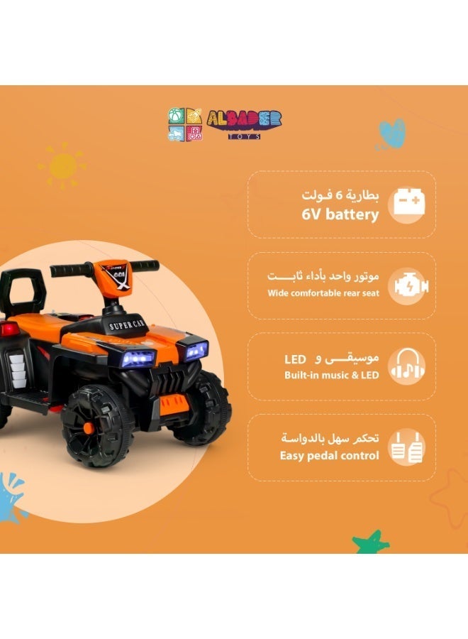 ALBADER Kids Electric Ride On Motorcycle 6V Battery Powered Motorbike with Single Motor, Front & Rear LED Lights, Music Function, Foot Pedal Control, Toddler Ride On Bike Toy, Rechargeable Electric Motorcycle for Boys and Girls Indoor Outdoor - Image 4