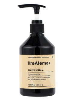 KreAteme+ Elastic Cream (300Ml/ 10.56 Fl.oz) For Highlighting Curly hair, Smoothing Strengthening Moisturizing & Frizz Control, Good For Dry Damaged Hair. (USA)