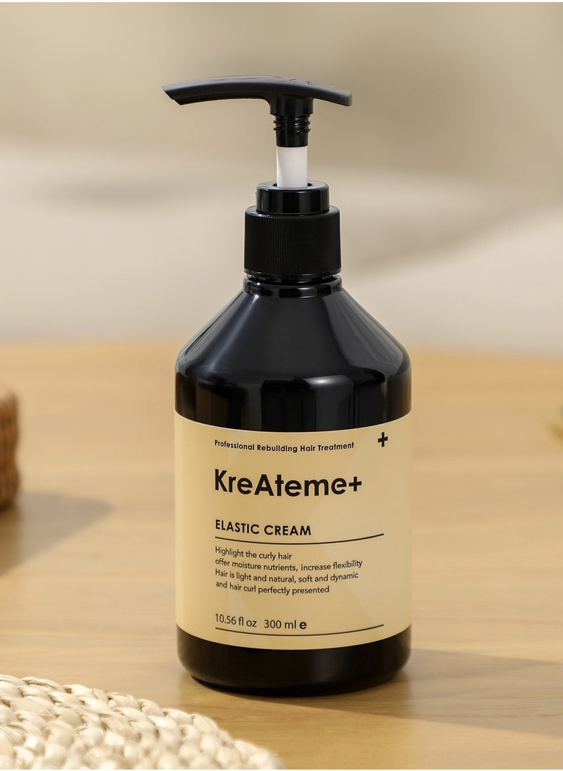 KreAteme+ - KreAteme+ Elastic Cream (300Ml/ 10.56 Fl.oz) For Highlighting Curly hair, Smoothing Strengthening Moisturizing & Frizz Control, Good For Dry Damaged Hair. (USA) - Image 1