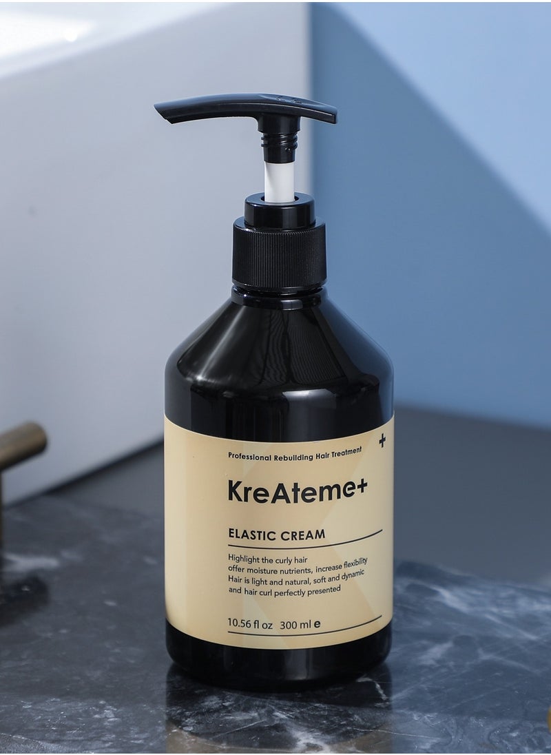 KreAteme+ - KreAteme+ Elastic Cream (300Ml/ 10.56 Fl.oz) For Highlighting Curly hair, Smoothing Strengthening Moisturizing & Frizz Control, Good For Dry Damaged Hair. (USA) - Image 1