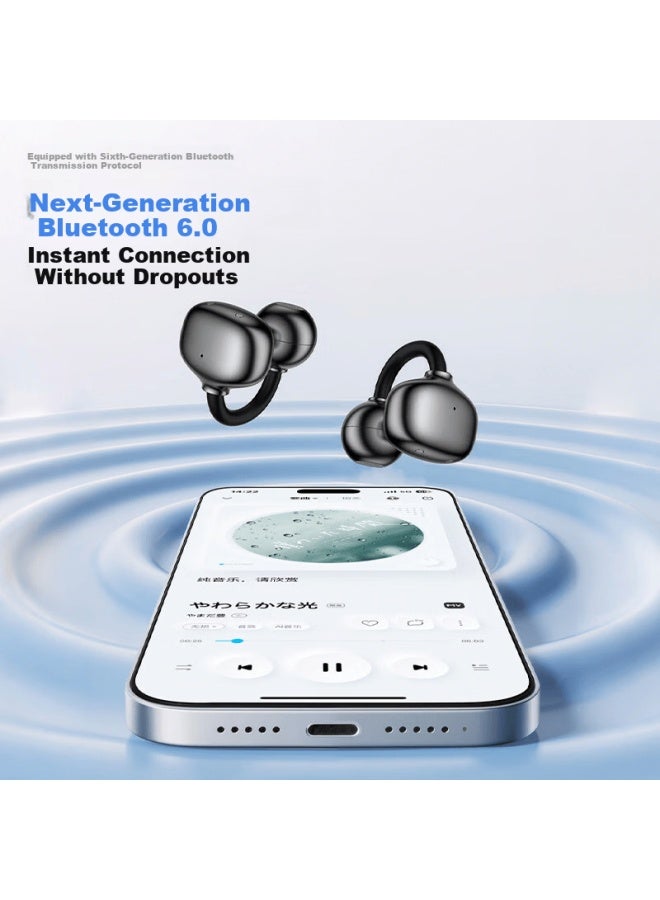 Yeahbox Popoair Bluetooth Earphones Clip-on Wireless Sports Running Call Ai Active Noise Cancelling Earbuds Long Battery Life Birthday Gift Starry Black - Image 3