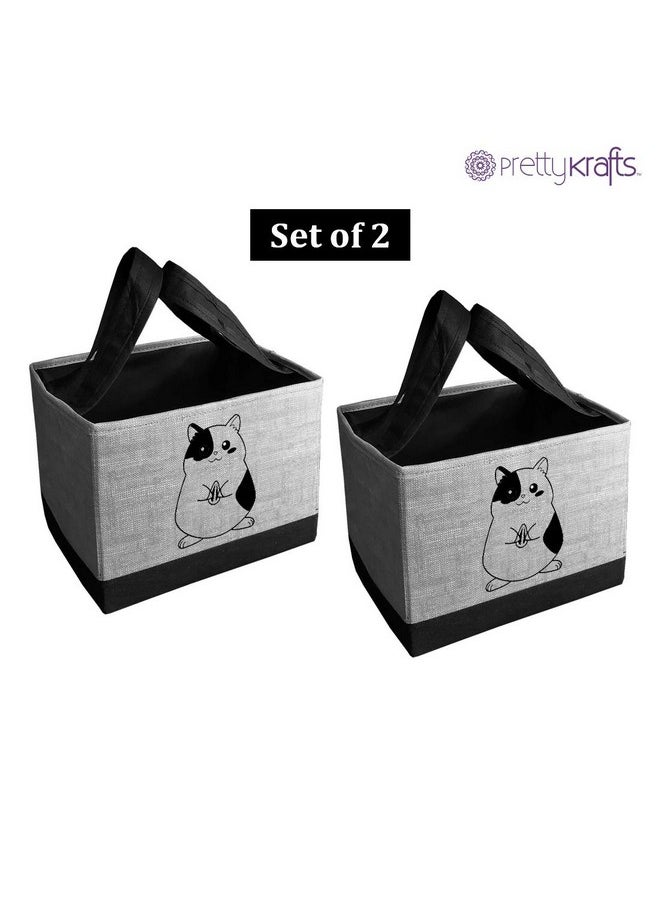 PrettyKrafts PrettyKrafts Toys storage Box, Storage organizer for kids, (Pack of 2) Jute Grey  - Image 2