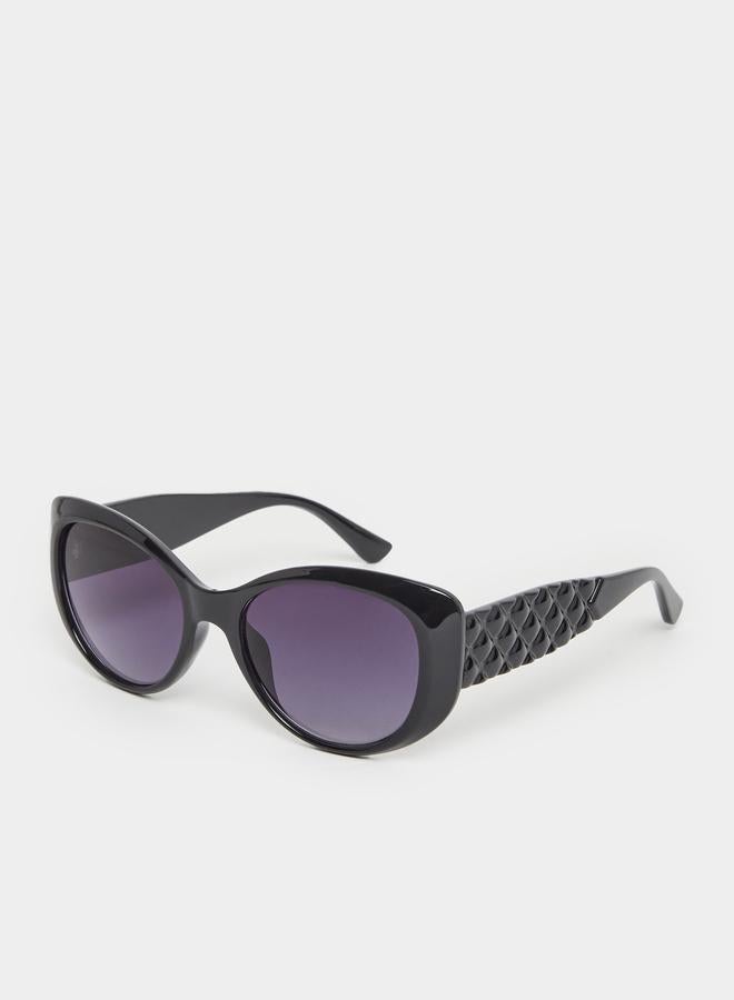 Styli Textured Arm Cat Eye Sunglasses - Image 1