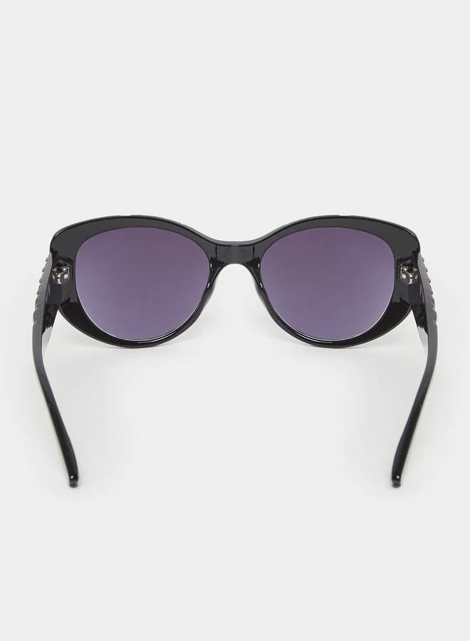 Styli Styli Textured Arm Cat Eye Sunglasses