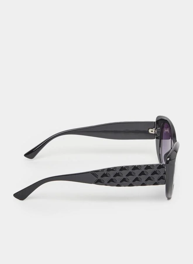Styli Styli Textured Arm Cat Eye Sunglasses