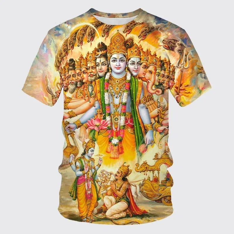 India Totem 3D Printing Men'S Casual Short Sleeve T-Shirt New Men'S T-Shirt Supply - Image 1