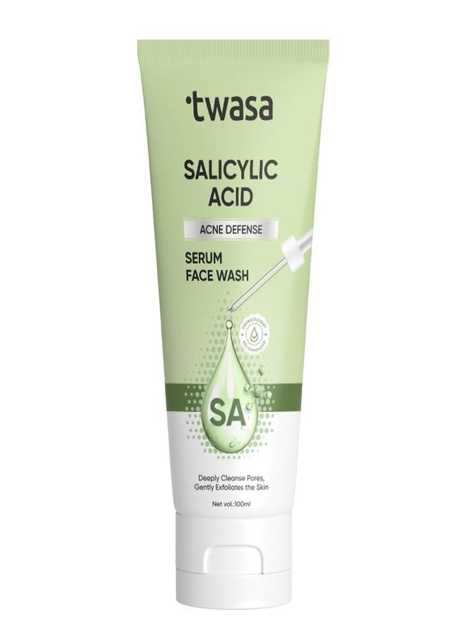 Twasa Salicylic Acid Acne Defense Face Wash For Prevents Acne, Pimples, Minimises Pores & Oil Control with Niacinamide | Face Wash for Oily & Acne-Prone Skin | For Women & Men | 100ml - Image 1