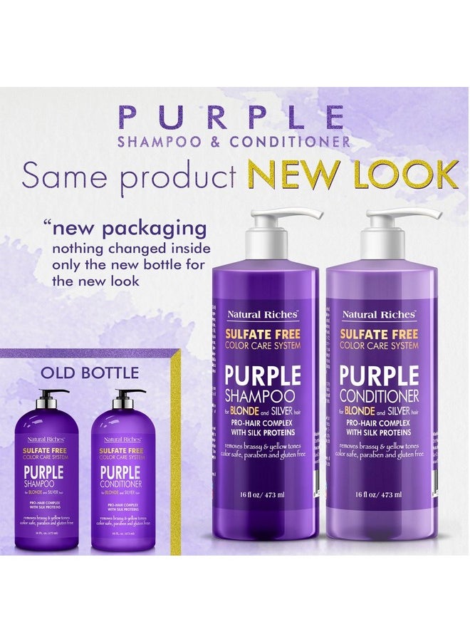 Natural Riches Natural Riches Purple Shampoo and Conditioner Set Sulfate Free Salon Grade for Silver Blonde Platinum Hair. Removes Yellow & Brass tones. Grey Highlighted Hair 16x2 fl oz  - Image 4