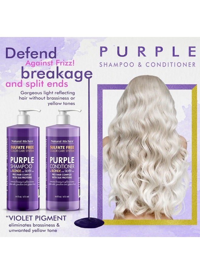 Natural Riches Natural Riches Purple Shampoo and Conditioner Set Sulfate Free Salon Grade for Silver Blonde Platinum Hair. Removes Yellow & Brass tones. Grey Highlighted Hair 16x2 fl oz  - Image 3