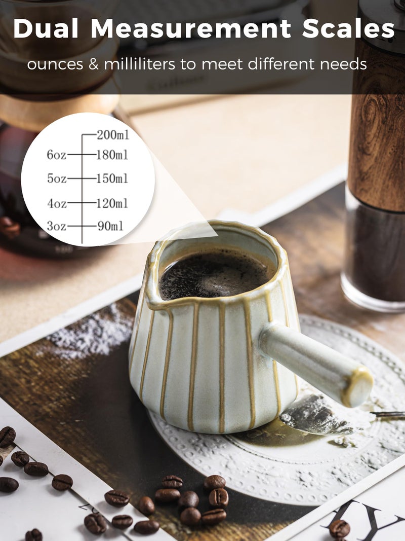 YHOJOY Espresso Cup Ceramic, Espresso Accessories, Espresso Measuring Cup with Handle, Expresso Shots Cups with Spout, 6 OZ / 200ML, Light Green - Image 4