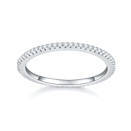 BORUO Sterling Silver Ring - Wedding Bands for Women, Eternity Cubic Zirconia Simulated Diamond Stackable Rings For Oura Ring Gen3/4 Size 6 - Image 2