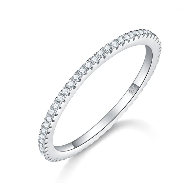 BORUO Sterling Silver Ring - Wedding Bands for Women, Eternity Cubic Zirconia Simulated Diamond Stackable Rings For Oura Ring Gen3/4 Size 6 - Image 5