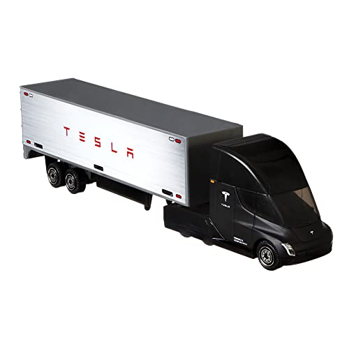 Matchbox Convoys Collectible Cars Die-cast Series - Inspired by Tesla Semi & Box Trailer and 2020 Roadster Gray, Red - Image 3