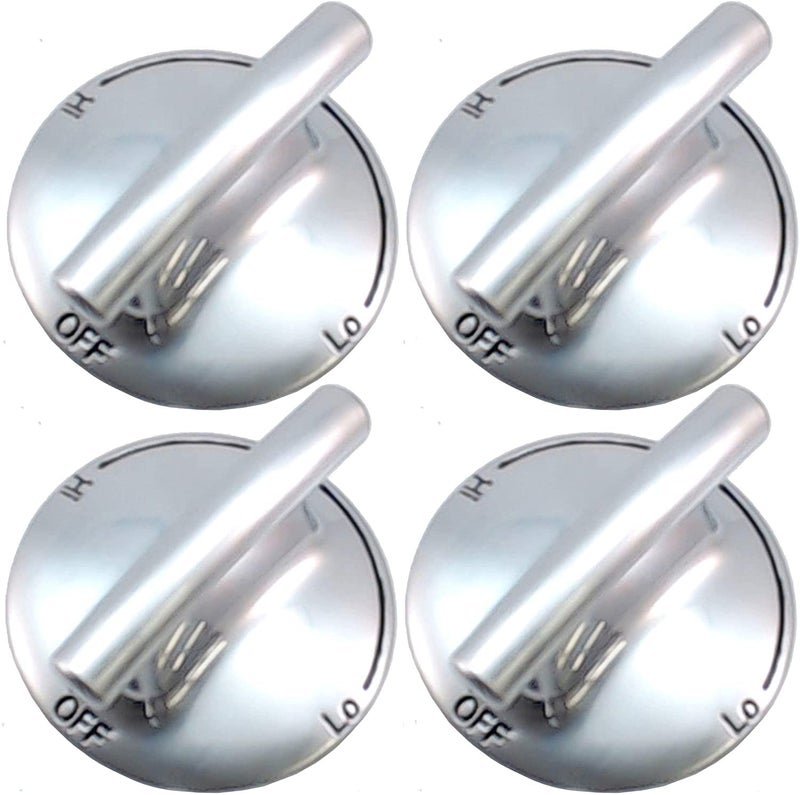 AP5668987 PS2375871 7733P410-60, Surface Burner Knobs Chrome Plated Plastic Ring with Nonslip Grip, Replacement Knobs, Control Knobs, Compatible with Maytag, Magic Chef, Jenn Air,etc (4 pack)