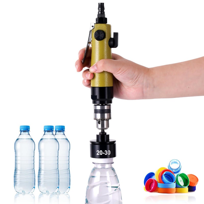 Saladulce Pneumatic Bottle Capper Handheld Bottle Capping Sealing Machine Screwing Capping Tools 2500RPM for 2040mm Plastic Bottle Caps 