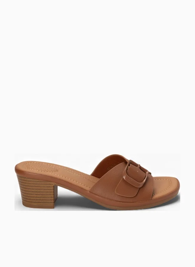 Bata Comfit Block Heel Sandals with Buckle Detail