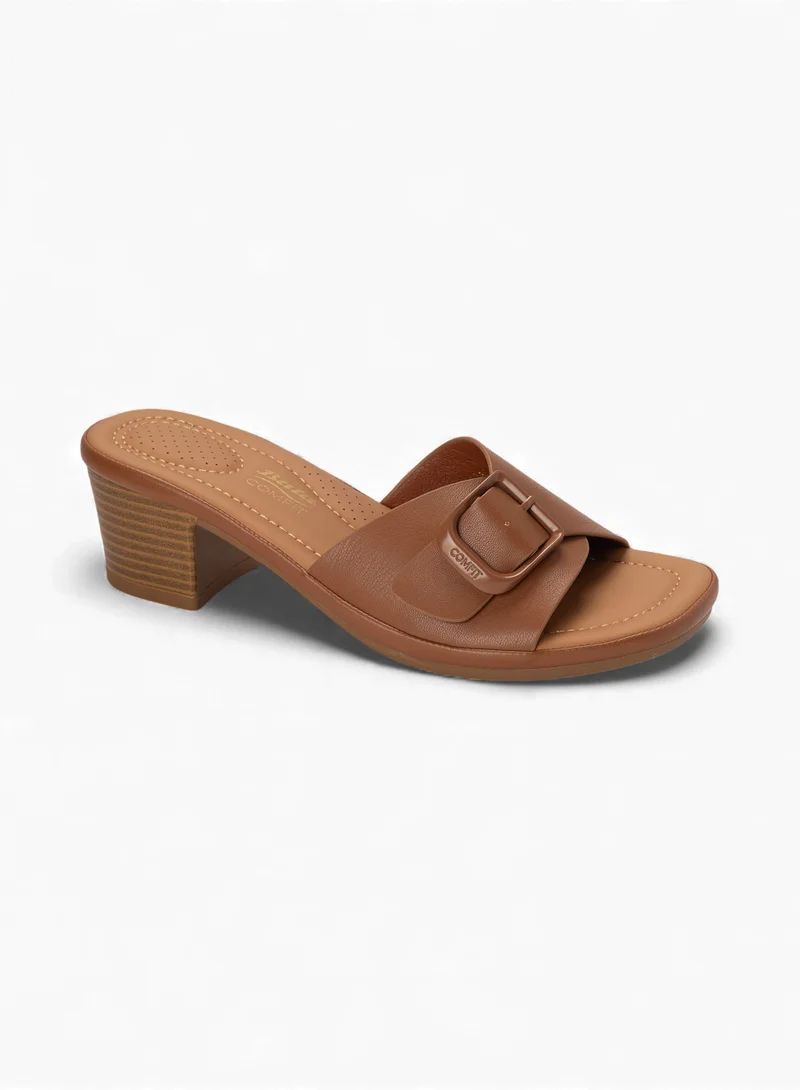 Bata Comfit Block Heel Sandals with Buckle Detail