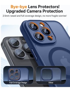 ESCASE Magnetic Cover for iPhone 15 Pro 6.1 Inch, MagSafe Compatible, Full Camera Protection, Translucent Matte Slim Protective Shockproof Case,  Blue  - Image 3