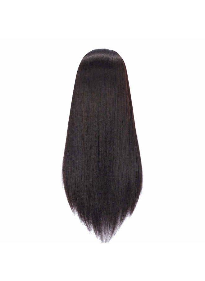 Hairlink 26-28'' Mannequin Head Yaki Synthetic Fiber Hair Styling Training Head Dolls for Cosmetology Manikin Maniquins Practice Head with Stand (6611BY0220)  - Image 5