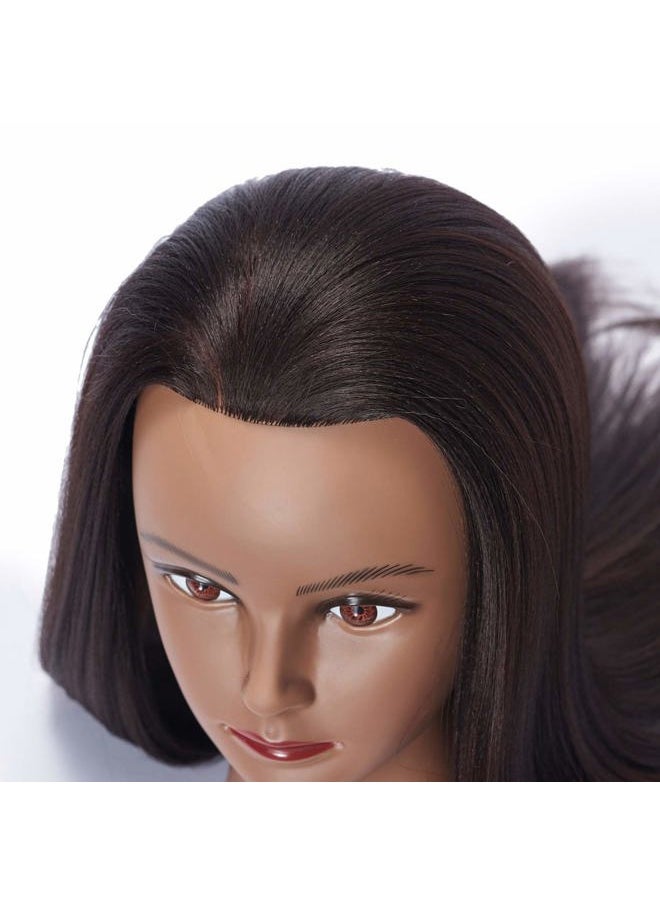 Hairlink 26-28'' Mannequin Head Yaki Synthetic Fiber Hair Styling Training Head Dolls for Cosmetology Manikin Maniquins Practice Head with Stand (6611BY0220)  - Image 4