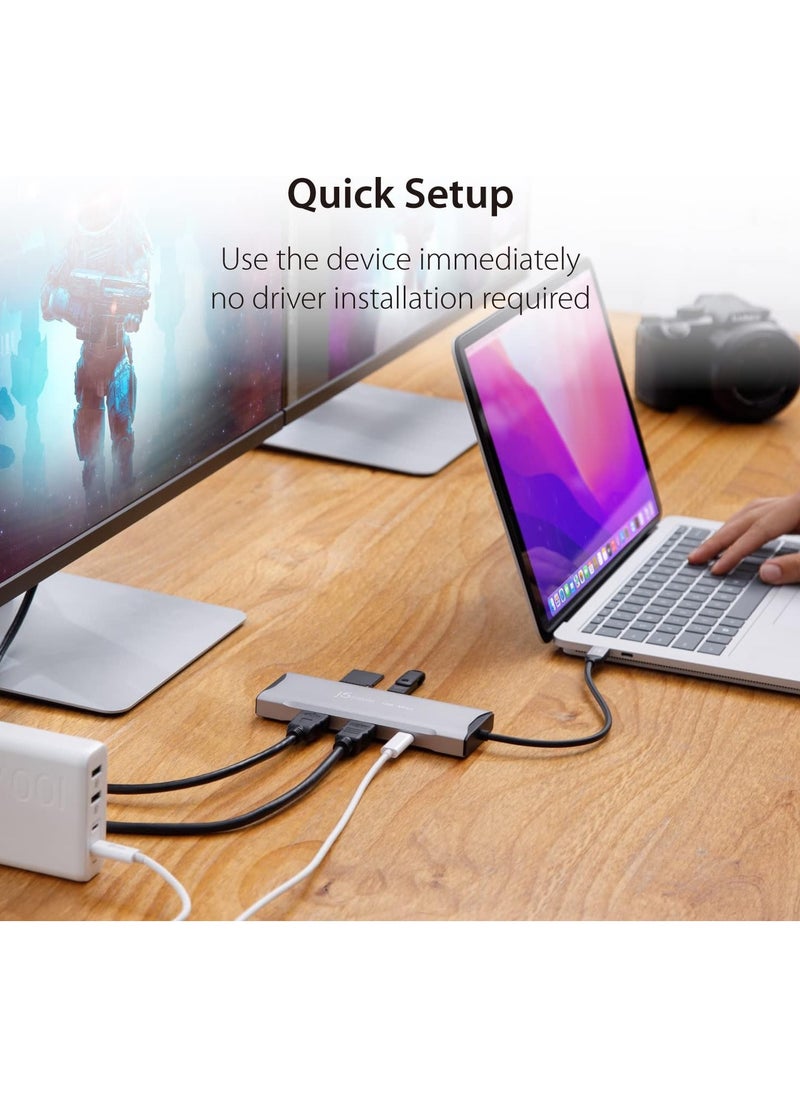 USB C 4K Triple Display Hub - 4K HDMI x2, 4K DP, 2 USB-A and USB-C