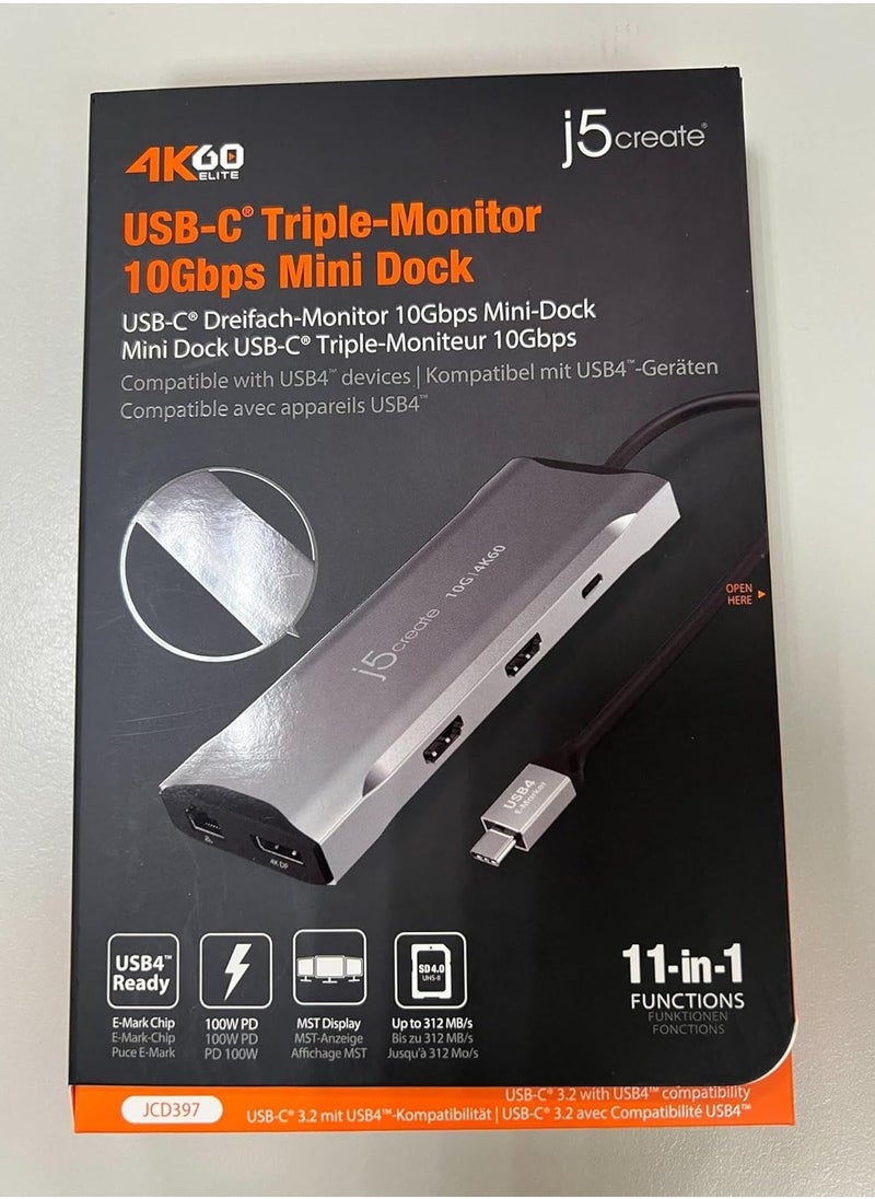 USB C 4K Triple Display Hub - 4K HDMI x2, 4K DP, 2 USB-A and USB-C