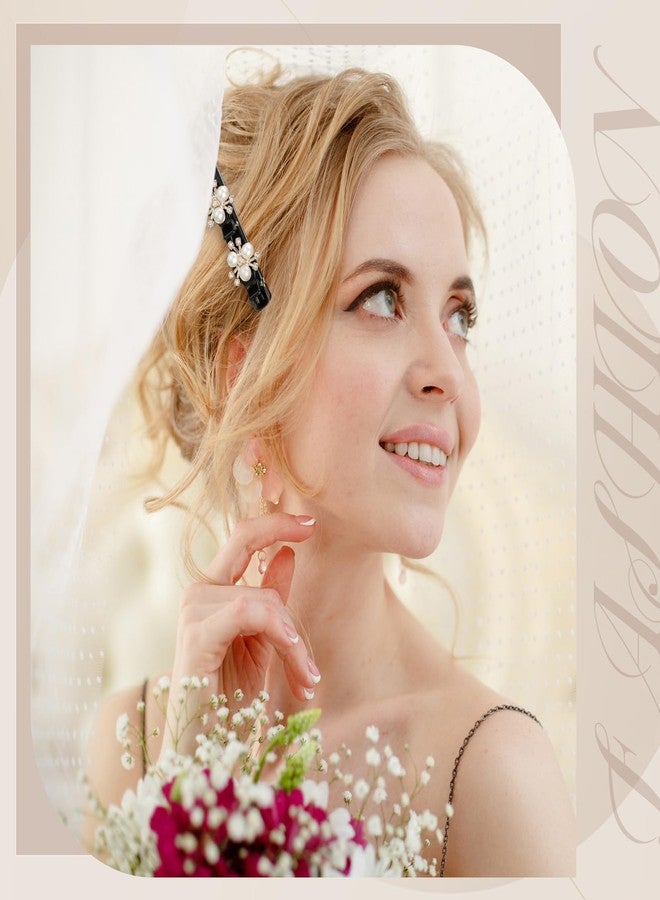 Yuxung 8 Pcs 2025 New Sparkling Crystal Stone Braided Hair Clips for Women Crystal Hair Accessories with Gold Pearl Shiny Rhinestone Duckbill Hairpins for Ladies Wedding Birthday Christmas Gifts - Image 5
