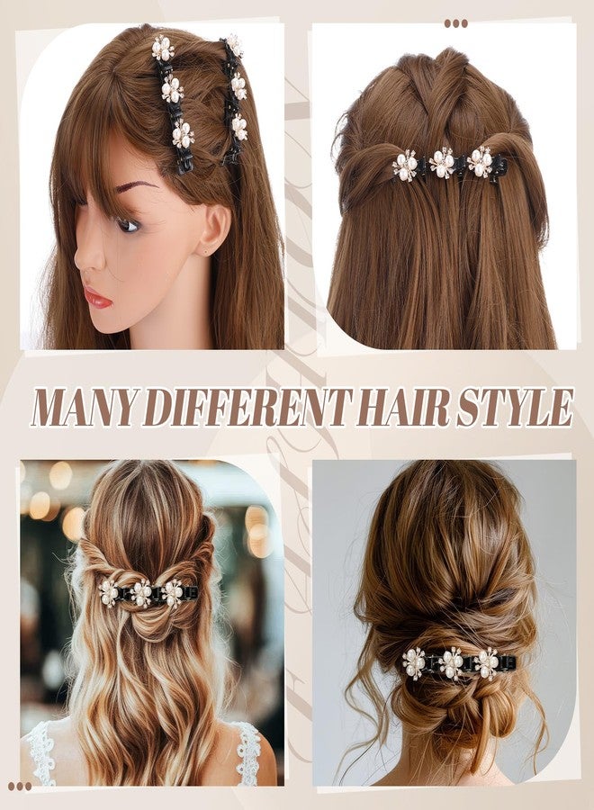 Yuxung 8 Pcs 2025 New Sparkling Crystal Stone Braided Hair Clips for Women Crystal Hair Accessories with Gold Pearl Shiny Rhinestone Duckbill Hairpins for Ladies Wedding Birthday Christmas Gifts - Image 4