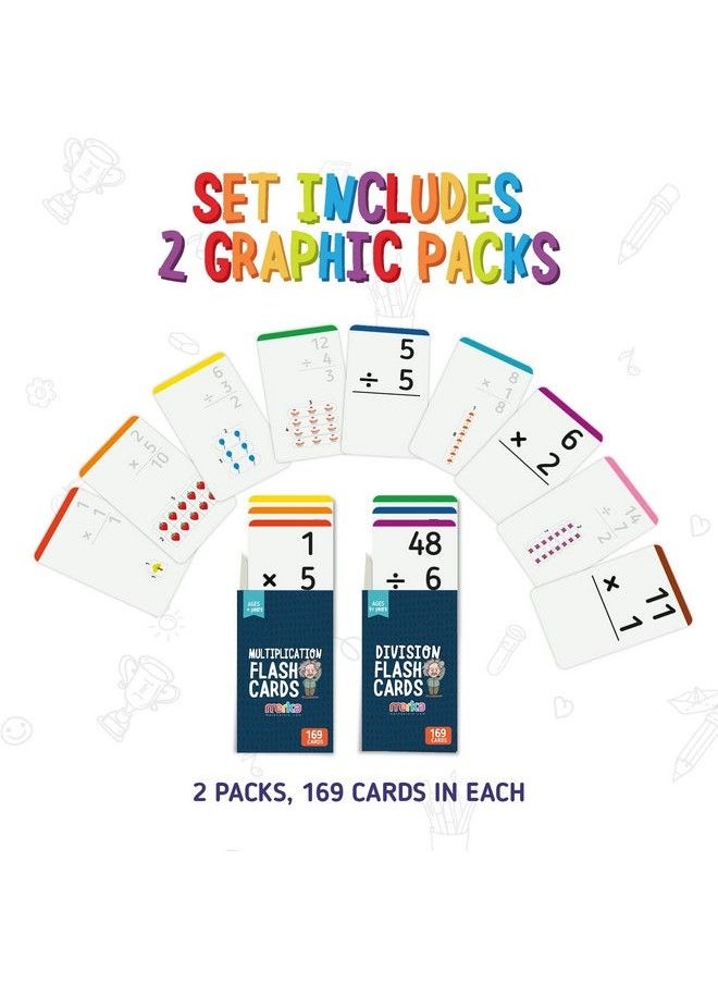 merka - Multiplication Flash Cards Math Flash Cards Multiplication And Division Flash Cards Multiplication Flashcards 3Rd Grade 2 Sets With 169 Cards Each - Image 1