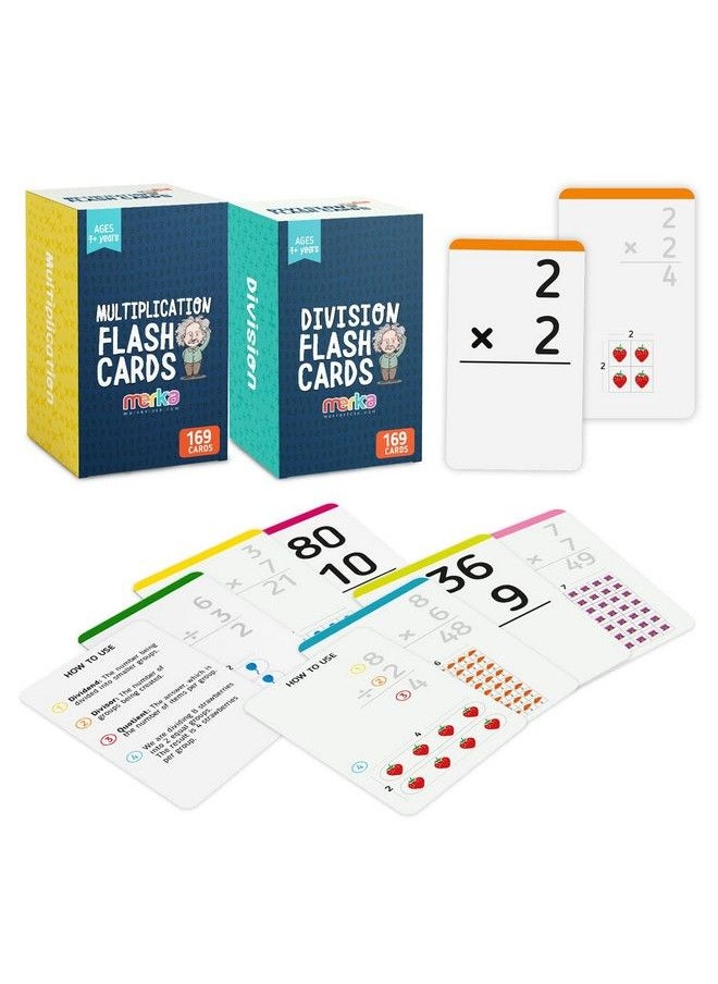 merka - Multiplication Flash Cards Math Flash Cards Multiplication And Division Flash Cards Multiplication Flashcards 3Rd Grade 2 Sets With 169 Cards Each - Image 1