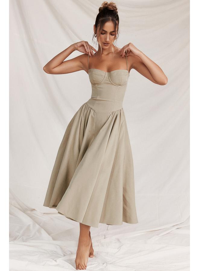 Independent Station Fashion Summer New European And American Strap Waist-tight Large Swing Skirt Dress Women's Clothing 