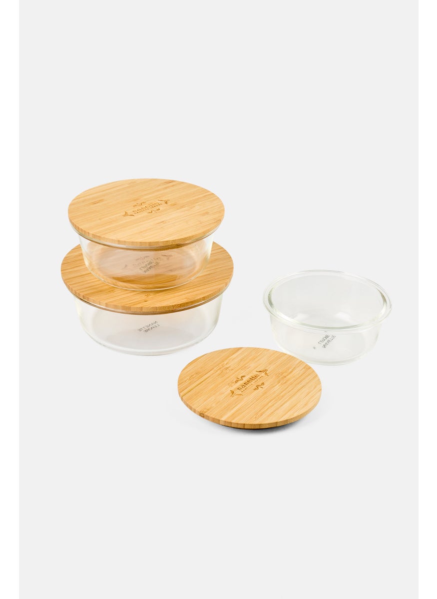 Nanette lepore 3 Piece Set Of Glass Storage With Bamboo Lid, Transparent  - Image 2