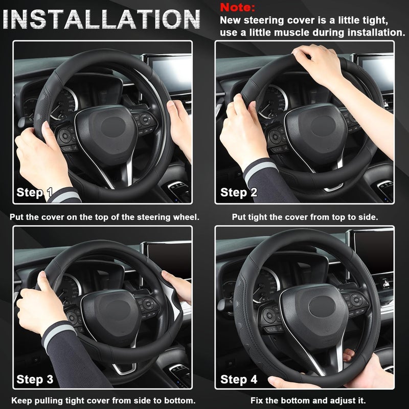 GIANT PANDA Car Steering Wheel Cover - Black - Image 4