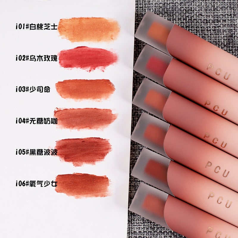 Pcu Cream Matte Lip Glaze Velvet Matte Lip Mud Whitening Non-Drying Lip And Cheek Dual-Use Blush Internet Celebrity Live Broadcast - Image 2